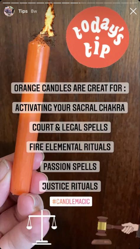 Orange Candle Magic, Whimsical Meaning, Justice Spells, Candle Color Meanings Magic, Candle Magic Colors, Herb Meanings, Candle Magik, Earth Magick, Hellenic Polytheism