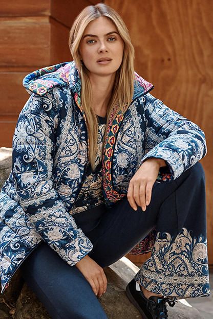 Boho Prints & Patterns - Women's Clothing | Johnny Was Boho Prints, Boho Chic Outfits, Women's Blouses, Chic Outfit, Embroidered Jeans, Jackets Online, Johnny Was, Puffer Jacket, Boho Chic