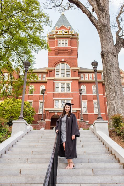 Georgia Tech Graduation Photographer Atlanta Georgia Tech Campus, Georgia Tech Graduation Pictures, Graduation Goals, Pose Female, Graduation Pose, Grad Session, Graduate Photo, School Photographer, College Senior Pictures