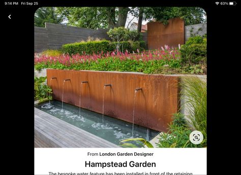 Outdoor Wall Fountains, Resin Patio, Modern Fountain, Water Feature Wall, Outdoor Water Feature, Fountain Design, Wall Fountain, Water Features In The Garden, Water Walls