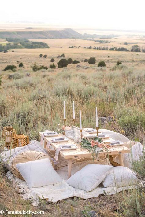 Picnic table in field with a set up. Burger Bar Ideas, Bridal Picnic, Picnic Baby Showers, Marble Cake Stand, Indoor Picnic, Outdoor Dinner Parties, Food Bar, Picnic Lunches, Vintage Picnic