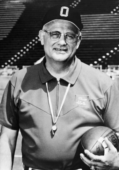 In MEMORY of WOODY HAYES on his BIRTHDAY - Born Wayne Woodrow Hayes, American football player and coach. He served as the head coach at Denison University (1946–1948), Miami University in Oxford, Ohio (1949–1950), and Ohio State University (1951–1978), compiling a career college football record of 238 wins, 72 losses, and 10 ties. He was inducted into the College Football Hall of Fame as a coach in 1983. Feb 14, 1913 - Mar 12, 1987 (heart attack) Woody Hayes, Denison University, Buckeye Nation, Ohio State Buckeyes Football, Miami University, Buckeyes Football, Football Hall Of Fame, Ohio State Football, American Football Players