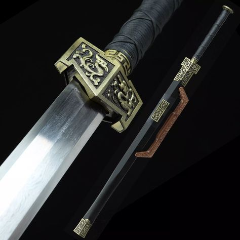 Sokka's Sword, Handmade Chinese Han Dynasty Sword Pattern Steel With Ebony Scabbard Ninja Gadgets, Japanese Samurai Swords, Body Armour, Modern Construction, Han Dynasty, Samurai Armor, Chinese Martial Arts, Zombie Survival, Martial Arts Training