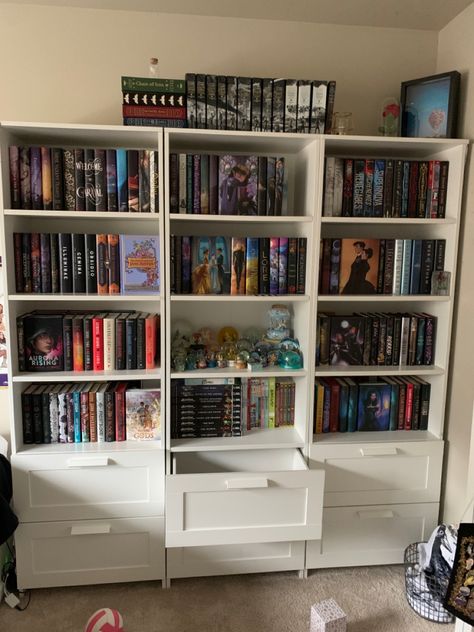 Brimnes Entertainment Center, Ikea Brimnes Bookcase, White Bookshelf Aesthetic, Brimnes Bookcase, Library Hallway, Aesthetic Bookshelf, Bookshelf Aesthetic, White Bookshelves, Aesthetic Room Decor