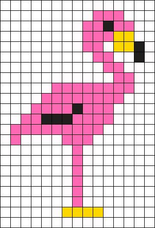 Flamingo Perler Bead Pattern | Bead Sprites | Animals Fuse Bead Patterns Mini Pixel Art Ideas, Needlepoint Bookmarks, Pixel Crochet Pattern, ليلو وستيتش, Easy Perler Bead Patterns, Pearl Beads Pattern, Easy Perler Beads Ideas, Fuse Bead Patterns, Easy Pixel Art