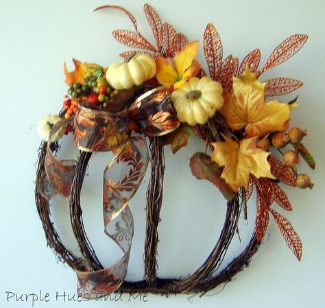 Decorate for Fall by Making a Grapevine Garland Pumpkin Wreath! Grapevine Pumpkin Wreath, Grapevine Garland, Grapevine Pumpkin, Pumpkin Wreath Diy, Crafts By Season, Pumpkin Projects, Diy Fall Wreath, Fall Deco, Diy Pumpkin