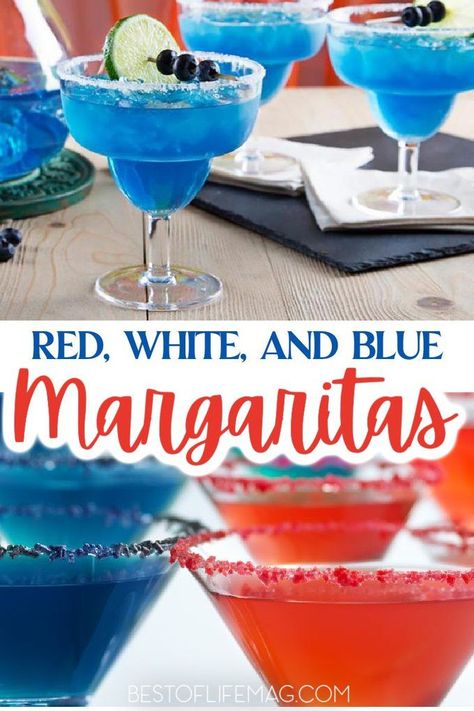 There is nothing like hosting a patriotic summer party filled with patriotic recipes, patriotic decor, and, of course, red white and blue margarita recipes. Tips for Patriotic Parties | Fourth of Jul Cocktails | 4th of July Recipes | Patriotic Recipes for Summer | Party Margarita Recipes | Margaritas for a Crowd #margaritas #cocktails via @amybarseghian Margaritas For A Crowd, Paleo Margarita, Blue Margarita Recipe, Vodka Margarita, Tequila Sangria, Strawberry Jalapeno Margarita, Blueberry Margarita, Patriotic Recipes, Raspberry Margarita