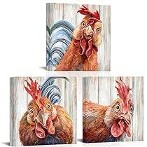 Chicken Canvas Painting, Living Room And Dining Room Decor, Animal Chicken, Rooster Wall Art, Rooster Wall, Chicken Pictures, Chicken Painting, Frame Wall Decor, Kitchen Wall Decor