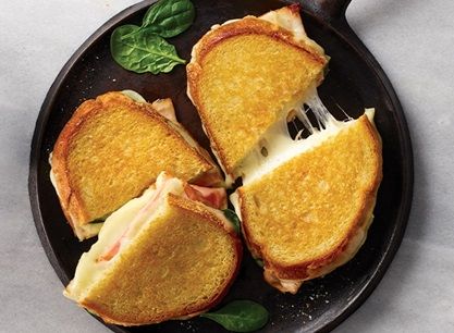 White Mountain Bread Gourmet Grilled Cheese | Publix Recipes Mountain Bread, Publix Recipes, Gourmet Grilled Cheese, Bread Sandwich, Havarti Cheese, Smoked Ham, Spinach And Cheese, Breakfast On The Go, Cheese Serving