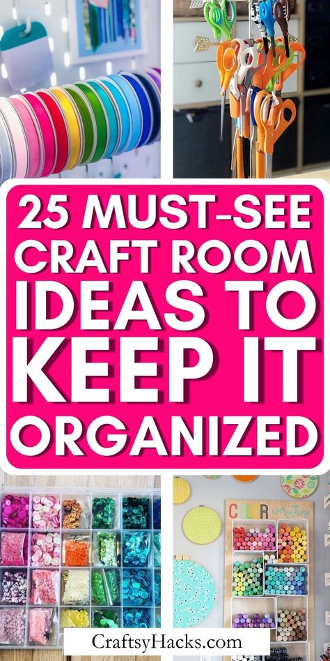 Transform your craft room into a haven of creativity and efficiency with these ingenious craft room organization and storage hacks. From clever craft room ideas to innovative organization solutions, discover how to maximize space and keep your supplies tidy. How To Store Your Craft Supplies In A Small Space, Organize A Craft Room, Organized Craft Room, How To Organize Craft Supplies, Diy Yarn Organizer, Craft Room Categories List, Wall Shelf Orginization Pratcitcal For Crafts, Craft Organization Ideas, Sewing Room Ideas Organizing Fabric Scraps