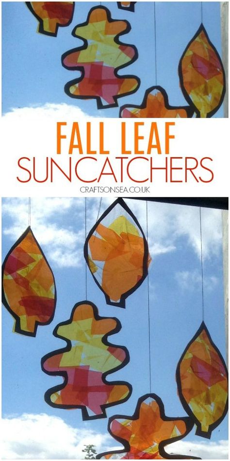 Leaf Suncatchers, Leaf Suncatcher, November Crafts, Fall Preschool Activities, Fall Arts And Crafts, Suncatcher Craft, Nursery Activities, Easy Fall Crafts, Autumn Activities For Kids