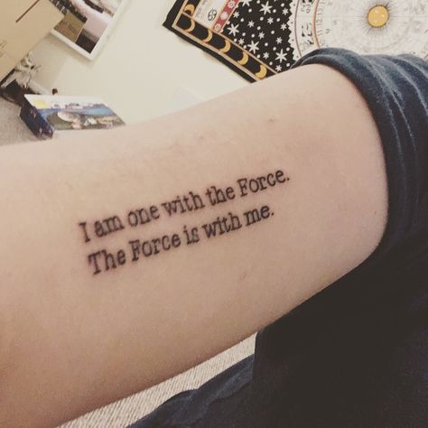 Rogue One quote ❤ I Am One With The Force Tattoo, Rogue One Tattoo, Tiny Star Wars Tattoo, Minimal Star Wars Tattoo, Star Wars Quote Tattoo, Star Wars Tattoo Small Quote, May The Force Be With You Tattoo, Rebels Tattoo Star Wars, Rogue Tattoo