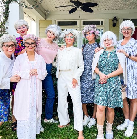 Old ladies bachelorette party Old Lady Costumes For Women, Dress Up Bachelorette Party, Grandma Costume Bachelorette, Old Lady Group Costume, Grannie Bachelorette Party, Florida Grandma Costume, Cute Old Lady Outfits, Bachelorette Party Old Ladies, Old People Bachelorette Theme