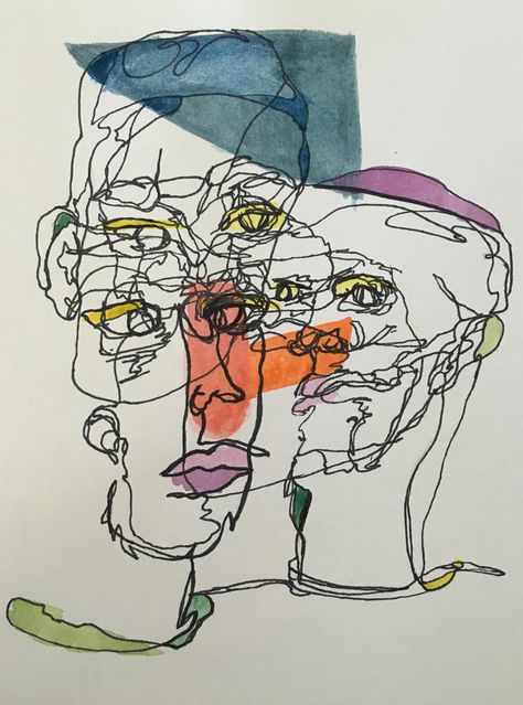 Contour Portraits, Contour Line Portrait, Blind Contour Drawing Face, Continous Line Drawing, Blind Drawing, Blind Art, Contour Line Drawing, Blind Contour Drawing, Ap Drawing