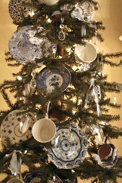 Dish Lovers Xmas Tree | Cindy | Flickr Asian Christmas, Original Christmas Tree, Decorating For Christmas, White Lights, Holiday Christmas Tree, Beautiful Christmas Trees, Christmas Tea, White China, Christmas Tree Themes