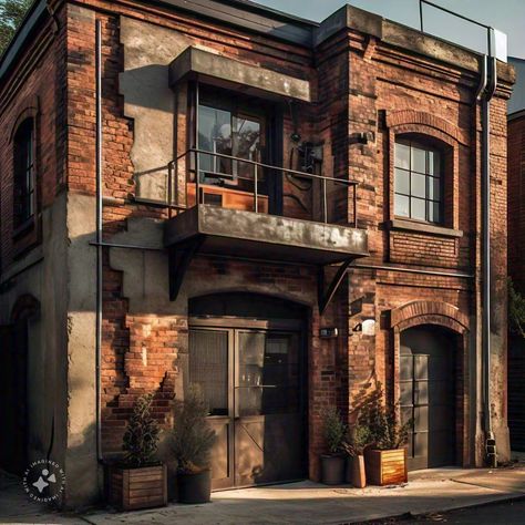 Industrial design house. #industrial #designhouse wallpaper #WhatsApp #industrial #inteligencia Industrial House Aesthetic, Industrial Apartment Exterior, Industrial Design House, Industrial Exterior Design, Industrial House Exterior, Dark Industrial, Brindleton Bay, Industrial Exterior, Bloxburg Town