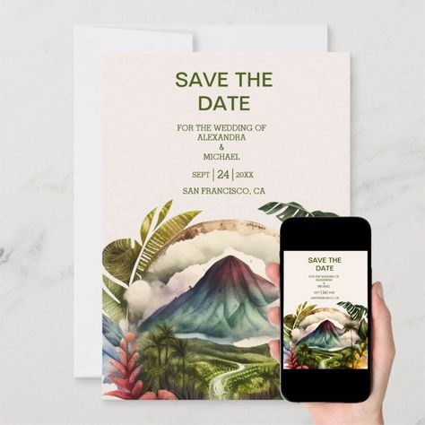 Watercolor Costa Rica Destination Wedding Save The Save The Date  Zazzle Costa Rica Wedding, Destination Engagement, Boho Garden, Tropical Beaches, Save The Date Card, My Design, Wedding Design, Wedding Saving, Save The Date Cards