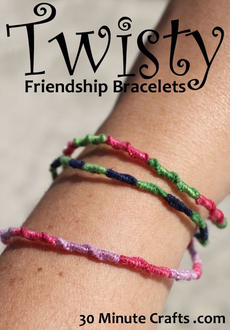 Twisty Friendship Bracelets at 30 Minute Crafts. LeeAnne and I need matching ones for Christmas... http://ecrafty.wordpress.com/category/christmas-crafts/ http://www.ecrafty.com/c-963-christmas-holiday-charms.aspx 30 Minute Crafts, Silver Rakhi, Diy Friendship Bracelet, Friendship Bracelets Easy, Rakhi Design, Bracelet Fil, Friendship Bracelets Tutorial, Embroidery Bracelets, Mission Trip