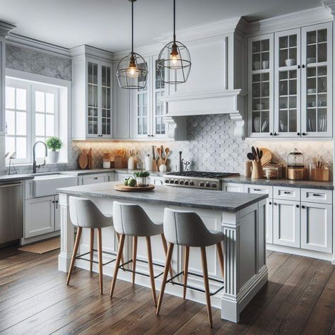 Timeless Elegance: Grey Granite & White Cabinets Designs Grey Granite Countertops, Granite Countertops Colors, Granite Quartz Countertops, Granite Worktops, Composite Sink, Brown Granite, Countertop Options, 7 Design, Quartzite Countertops