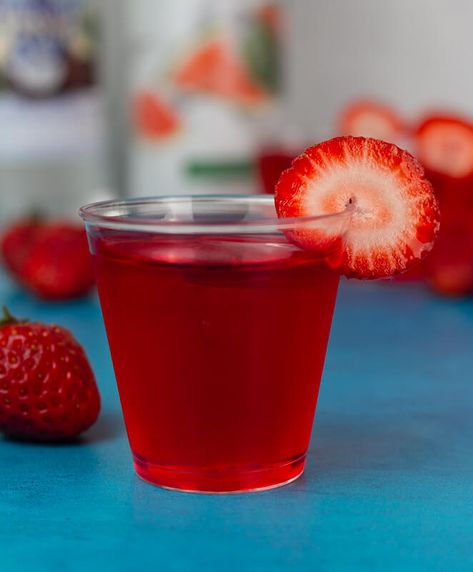 Tiger's Blood Jello Shots (Watermelon, Strawberry, & Coconut) Red Jell-o Shots, Gelatin Watermelon, Jello Shots With Malibu, Red Jello Shots, Jello Shot Cake, Alcoholic Shots, Strawberry Jello Shots, Shots Recipes, Shots Alcohol Recipes