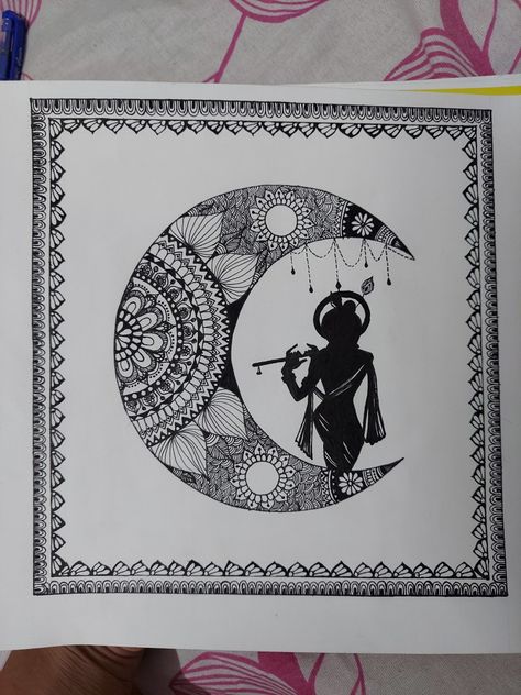 Mandala art 
Krishna ji 
Moon mandala 
Krishna mandala Pencil Art Drawings Krishna Easy, Krishan Ji Drawing Sketch, Krishna Basuri Mandala Art, Kanha Ji Mandala Art, Mandala Art Shiv Ji, Kanha Ji Sketches, Radha Krishna Mandala Art Easy, Krishna Ji Mandala Art, Radhe Krishna Mandala Art