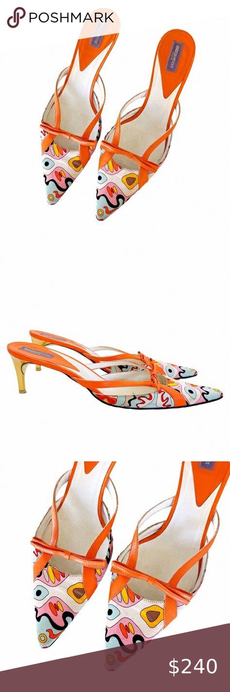 Y2K Emilio Pucci Heels Emilio Pucci Heels, Emilio Pucci Shoes, Pucci Vintage, Trendy Shoes Sneakers, Orange Bows, Poshmark Y2k, Little Kittens, Summer Prints, Carrie Bradshaw