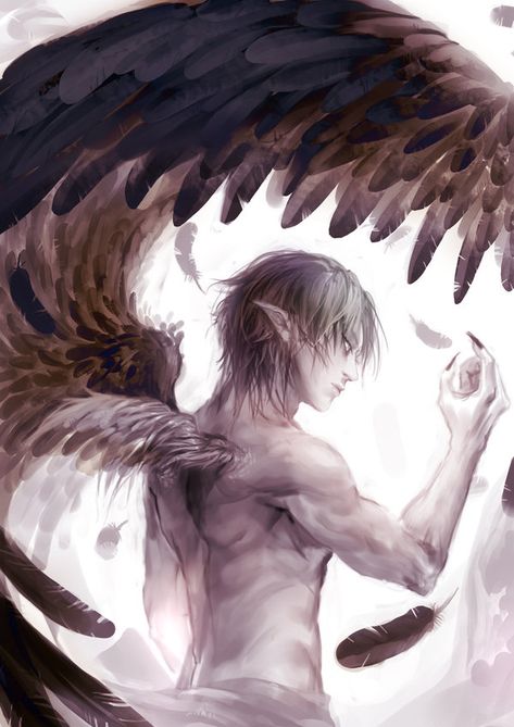 21 Angel art_by_genki_de Male Angels, Male Anatomy, Angel Warrior, Supernatural Beings, Ange Demon, Angel Painting, Arte Disney, Angel And Devil, Angels And Demons