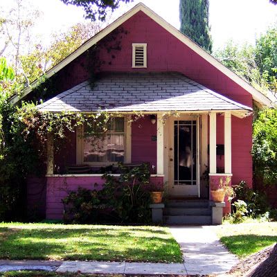 pink houses | Little Pink House Pink Cottages, Red Houses, Cottage Exteriors, Pretty Cottage, Little Cottages, South Pasadena, Cottage Cabin, Purple Home, Dream Cottage