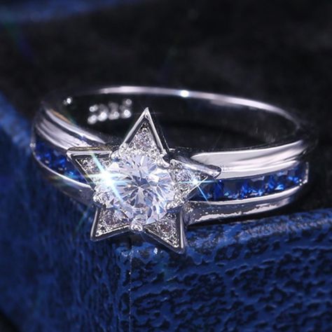 Star sapphire engagement ring