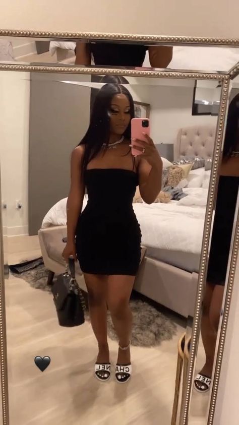 Black Dress Outfit Black Women, Boujee Outfits, Mirror Pics, Swag Outfits For Girls, Dress Up Outfits, Cute Swag Outfits, Baddie Outfits Casual, Dressy Outfits, Cute Simple Outfits