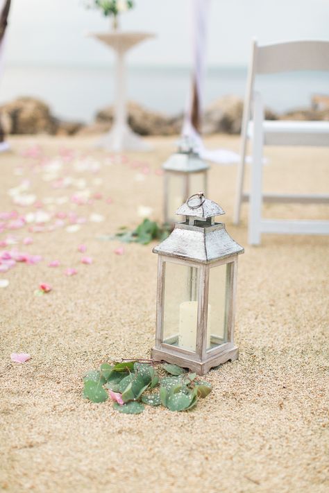 Beach wedding decor Lanterns down the aisle Wedding Decor Lanterns, Beach Wedding Lanterns, Ceremony Aisle Decor, Diy Lantern, Lantern Decor Wedding, Beach Wedding Decor, Ceremony Aisle, Wedding Lanterns, Keys Wedding