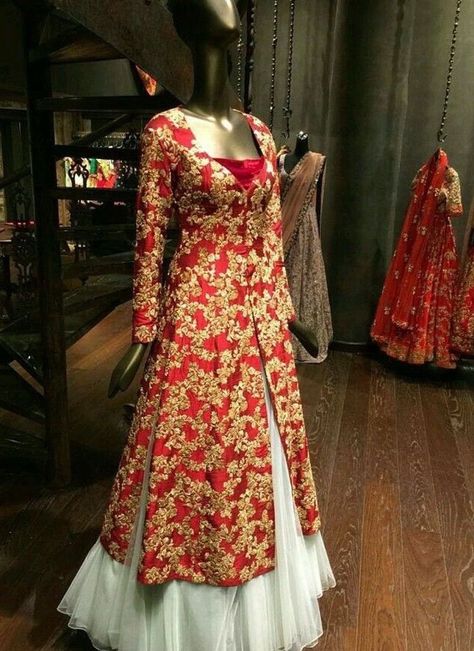 Kurti With Lehenga, Lehenga For Wedding, Straight Kurti, Red Lehenga, Indian Gowns Dresses, Indian Groom, Ghagra Choli, Indian Gowns, Suit Design