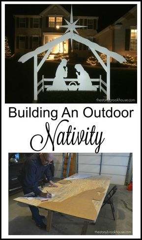 Building an outdoor nativity via @thestonybrook #DIDI Outdoor Nativity Sets, Nativity Ideas, Nativity Scene Diy, Outdoor Nativity Scene, Outdoor Nativity, Christmas Manger, Diy Nativity, Silver Christmas Decorations, Christmas Yard Art