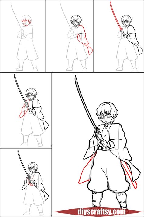 How To Draw Anime Step By Step Easy, Zenitsu Drawing Sketch Easy, Zenitsu Drawing Easy, Demon Slayer Drawing Easy, Anime Step By Step Drawing, Anime Drawing Step By Step, Zenitsu Drawing, Anime Character Design References, Easy Manga Drawings