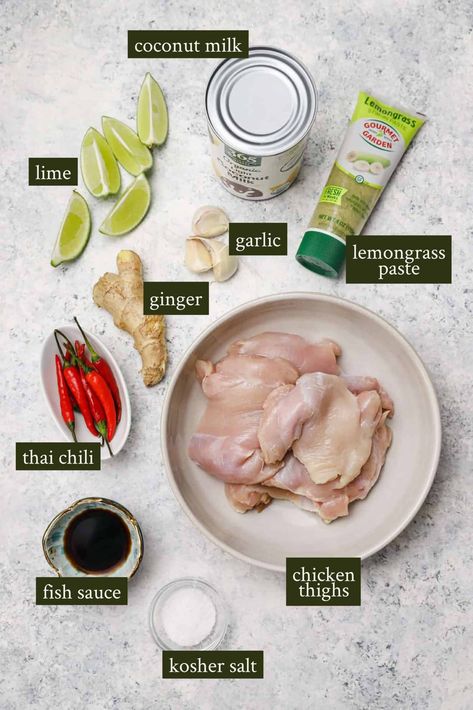 Coconut Lemongrass Chicken, Lemongrass Ginger Chicken, Thai Lemongrass Chicken Soup, Lemongrass Paste Uses, Lemongrass Paste Recipe, Thai Lemongrass Chicken, Thai Chicken Recipe, Fluffy Jasmine Rice, Lemongrass Chicken Recipe