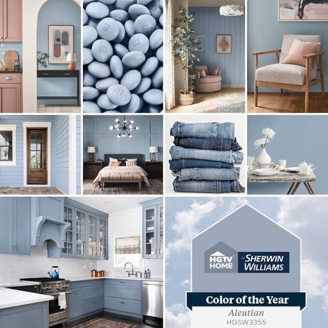 Aleutian HGSW3355 Aleutian Blue, Havenly Living Room, Paint Color Schemes, Bedroom Wall Colors, Scandinavian Interior Design, Kitchen Inspiration Design, Kitchen Furniture Design, Functional Furniture, Paint Colors For Home