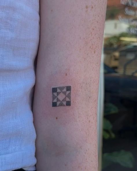 Quilt Block Tattoo, Quilt Square Tattoo, Block Tattoo, Quilt Tattoo, Utah Tattoo, Trust Tattoo, Square Tattoo, Soft Tattoo, H Tattoo