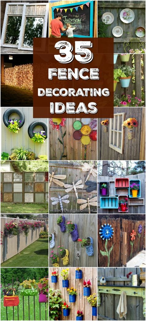 30 Eye-Popping Fence Decorating Ideas That Will Instantly Dress Up Your Lawn Fence Decorating Ideas, Outdoor Fence Decor, Backyard Fence Decor, Diy Backyard Fence, Garden Fence Art, Diy Fence, Garden Wallpaper, Fence Art, Fence Paint