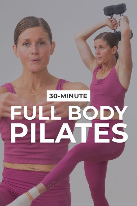 Challenge your total body strength, core stability and mobility with this full body power pilates at home. You don't need expensive reformer pilates classes to see achieve your fitness goals at home. This fusion-style workout combines core-strengthening pilates sequences with high-rep strength training to target every muscle in the body in just 30 minutes. 30 Ab Challenge, Pilates Barre Workout, Cardio Pilates, Nourish Move Love, Pilates Benefits, Pilates Classes, Pilates At Home, Reformer Pilates, Ab Challenge