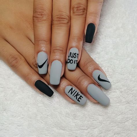 Nike Nails, Nails Images, Fluorescent Nails, Black And White Nike, Hippie Nails, Long Acrylic Nail Designs, Grunge Nails, Glow Nails, Long Acrylic Nails Coffin