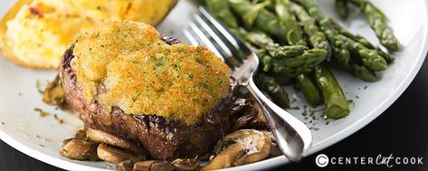 Parmesan Crusted Steak Parmesan Crust For Steak, Parmesan Crusted Filet Mignon, Parm Crusted Steak, Parmesan Crusted Filet, Crusted Steak Recipe, Parmesan Steak, Parmesan Crusted Steak, Crusted Steak, Kobe Beef