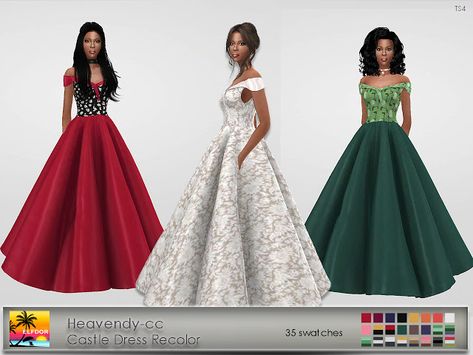 Heavendy-cc Castle Dress Recolor - ELFDOR Sims 4 Ball Gown, Sims 4 Castle Cc, Kids Evening Gowns, Castle Dress, Sims 4 Wedding Dress, Sims Medieval, Sims 4 Cas Mods, Sims 4 Anime, Sims 4 Body Mods