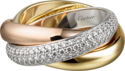 Trinity ring, classic - White gold, yellow gold, pink gold, diamonds - Cartier Gold Trinity Ring, Cartier Trinity Ring, Neck Rings, Vintage Style Wedding Rings, Radiant Ring, Word Ring, Trinity Ring, The Trinity, Infinity Ring