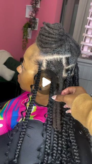 Loc Inspiration & Appreciation on Instagram: "SENSATIONAL!! 🥰🥰🥰 I’m coming through for my Loc sisters every time!! 🤩 She drove to me from 2 hours away (Port St Lucie) to get slayed for her birthday. Can you tell she has locs underneath these braids? Because I can NOT🙌🏾  #locs #orlandolocs #braidedlocs #braidsoverlocs #starterlocs #locextensions #loccommunity #womenwithlocs #locinspo #protectivestyles #blackhairstyles #cleanparts #goodlocvibes #locgician #locqueen #loclover #loctutorial 🎥: @slaybytrina 🔒: #goodlocday ⚡: #goodlocdayvibes 💫: #locinspiration 🙌🏾: #locappreciation 💆🏽‍♀️: #locmaintenance 📏: #longlocstyles ⭐: #locinfluencer ▶️: #starterlocs 🌱: #locjourney 👥: #locnation 🔥: #locstyles" Hairstyles You Can Do Over Locs, Box Braid Locs, Braids Dreads For Women, Wild Loc Styles, Bridesmaids Locs Hairstyles, Braids On Dreadlocks Locs, 2 Loc Braids, Half Up Half Down Over Locs, Dreads Styles For Women Wedding