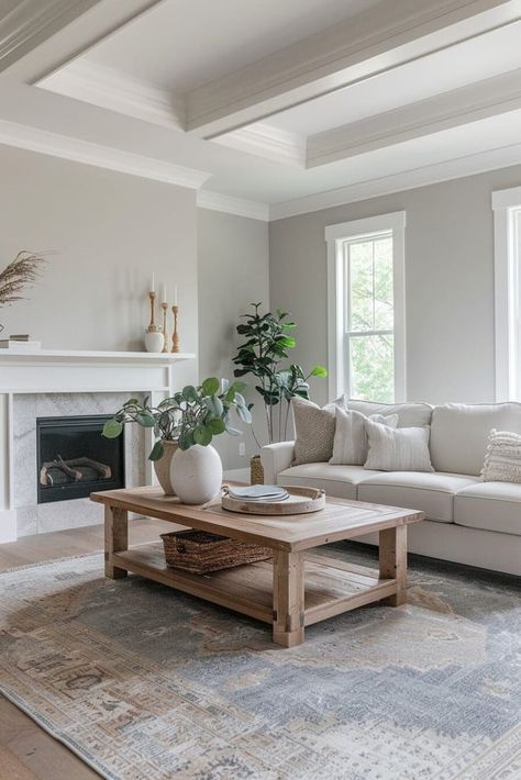 16 Living Room Paint Colors That'll Make You Rethink Your Whole Vibe Wall Paint With Grey Floors, Behr Paint Living Room, Color For Living Room Walls, Light Bright Living Room, Grey Flooring Living Room, Living Room Paint Colors, Greige Walls, Living Room Paint Color Ideas, Light Grey Walls