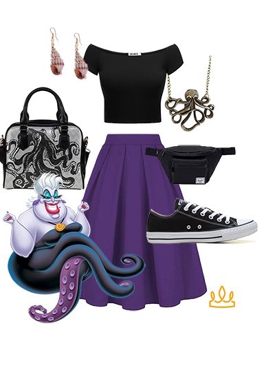 Ursula Disneybound! This Little Mermaid Disneybound is perfect for the Disney parks (or as any park outfit!) Theme Park Style - Page 2 of 2 - Inclusive. Immersive. Fun. Ursula Costume Disney Bounding, Villians Disneybound, Disney Villain Disneybound, Disney Bounding Ursula, Disney Bounding Halloween, Disney Characters Outfits, Halloween Disneybound, Disney Princess Outfits Women, Costumes From Your Closet