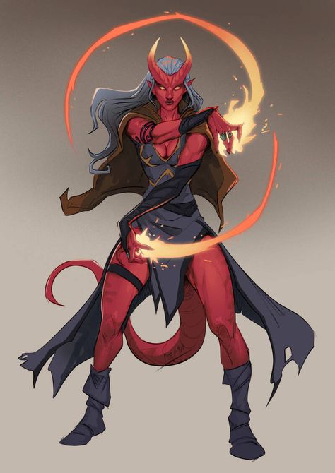 Sorcerer Dnd, Tiefling Sorcerer, Dnd Sorcerer, Fire Magic, Fantasy Demon, Character Artwork, Dungeons And Dragons Classes, Pix Art, Demon Art