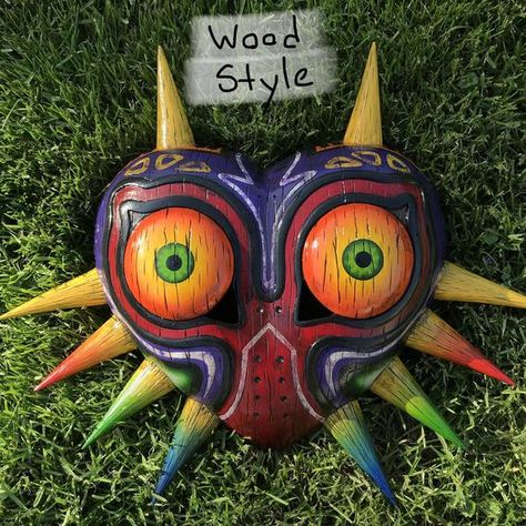 Life Size, Handmade, Majora's Mask Replica/Cosplay Mask (Painted, or Unpainted) Korok Zelda, Zelda Tattoo, Roblox Gifts, Mask Painting, Majoras Mask, Cool Masks, Engraved Wood, Life Size, Sculpture Clay