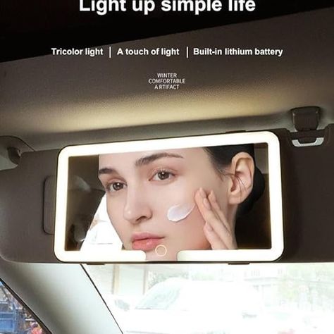 Car Sun Visor Vanity Mirror, Big Led Car Mirror with 3 Light Modes & 80 LEDs,Rechargeable Car Makeup Mirror - Dimmable Touch Control,Car Light Up Mirror Universal for Car Lino 🔗below https://pin.it/4GXWI0ghd Car Vanity Mirror, Baby Mirror, Car Sun Visor, Temu App, Car Visor, Charging Car, Cosmetic Mirror, Makeup Mirrors, Mirror Interior