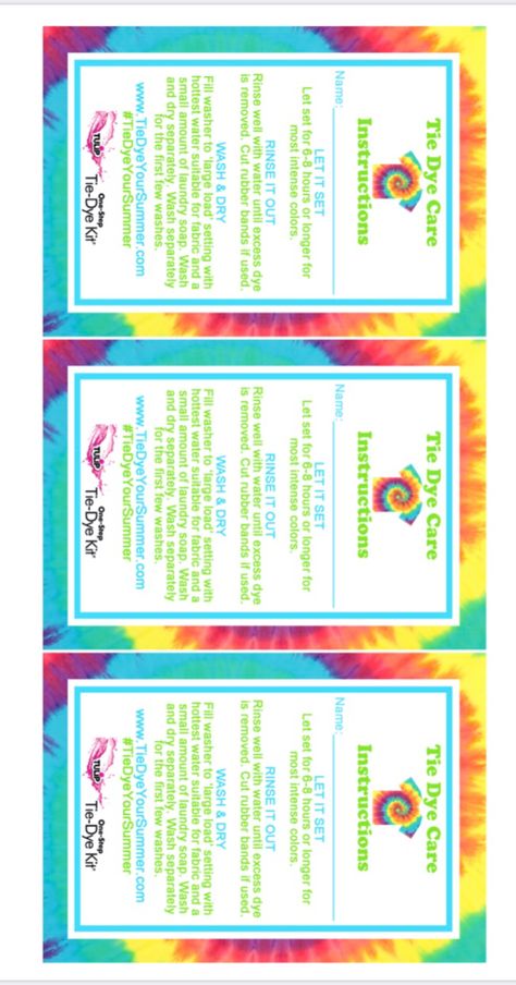 Tie Dye Party Printables, Tye Dye Care Instructions Printable, Tie Dye Event Flyer, Tie Dye Care Instructions Printable, Tie Dye Directions, Tie Dye Instructions Printable, Tie Dye Birthday Theme, Tie Dye Station Birthday Parties, Tie Dye Party Ideas Birthdays